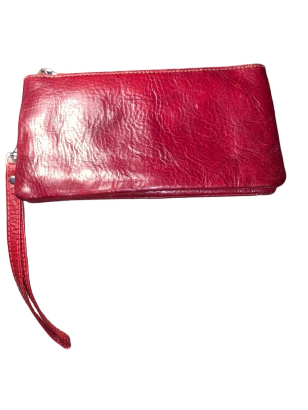 Vintage red leather wristlet wallet